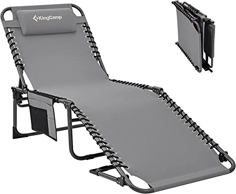 KingCamp Folding Outside Chaise Lounge Chair for Outdoor Beach
