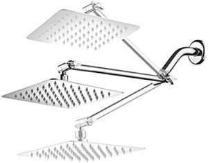 HotelSpa 11 Inch Square Rainfall Showerhead with Solid Brass Extension Arm.