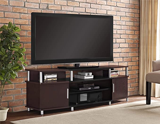 Ameriwood Home Carson TV Stand for TVs up to 65", Cherry/Black